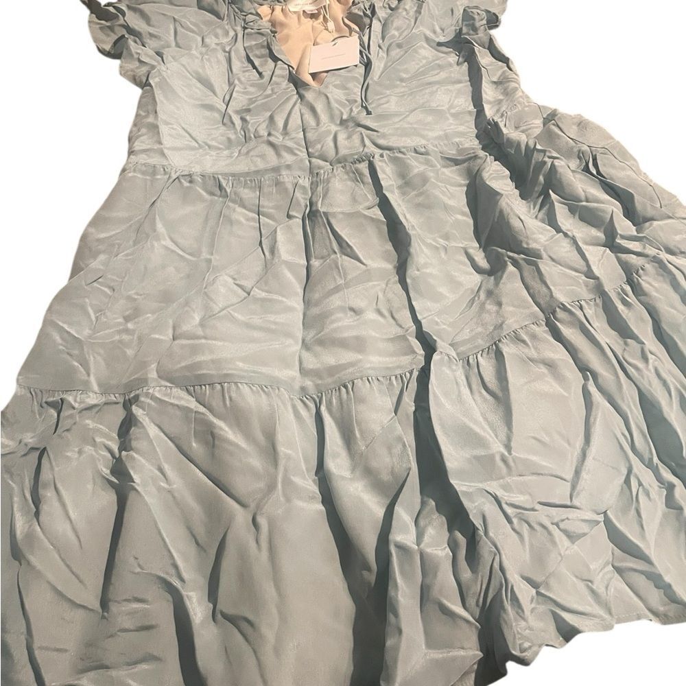 Lavender Brown tiered dress Monelle Vermont dusty aqua XS nwt $264